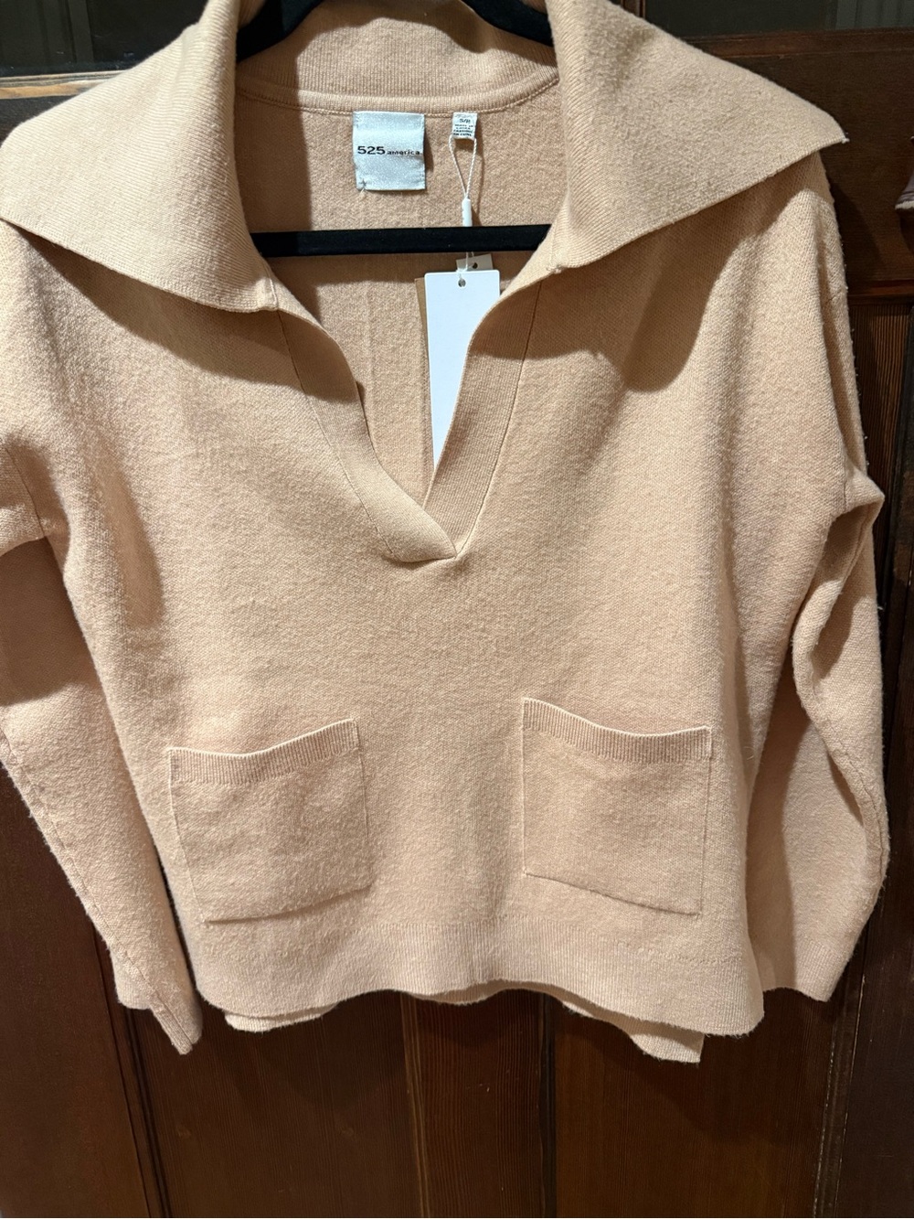 525 America Women's Cuddle Lux V Neck Pullover Sweater in tan NWT. 21”-23” Ptp - Picture 2 of 6